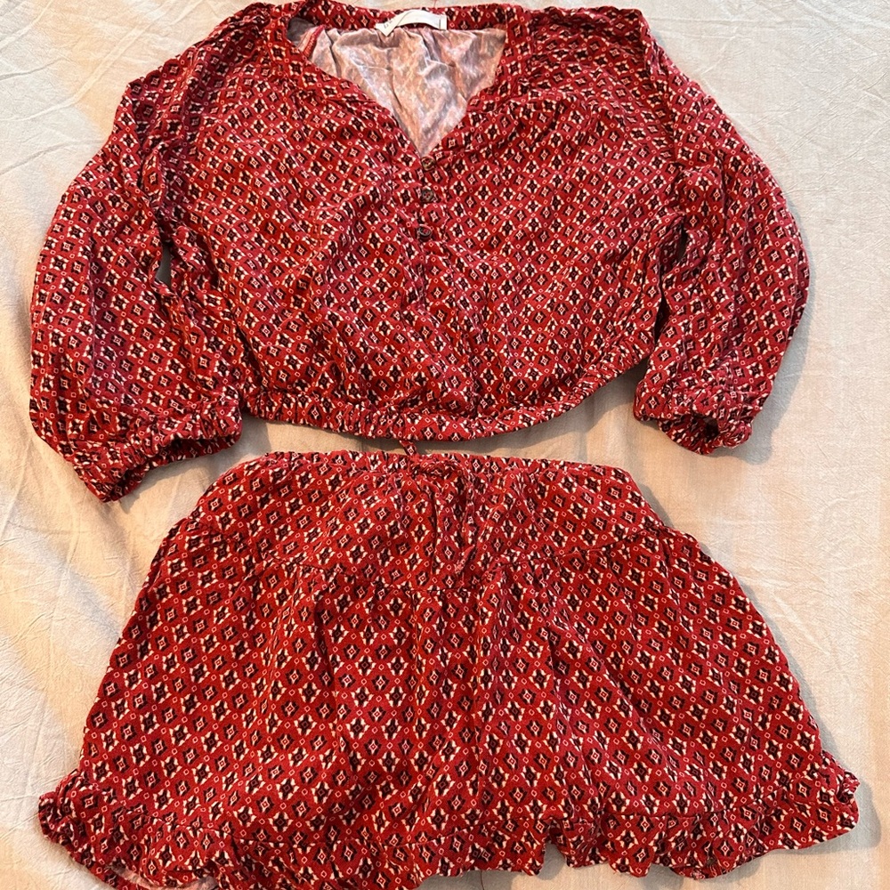 Zara girls Patterned Two-Piece skort and top Set